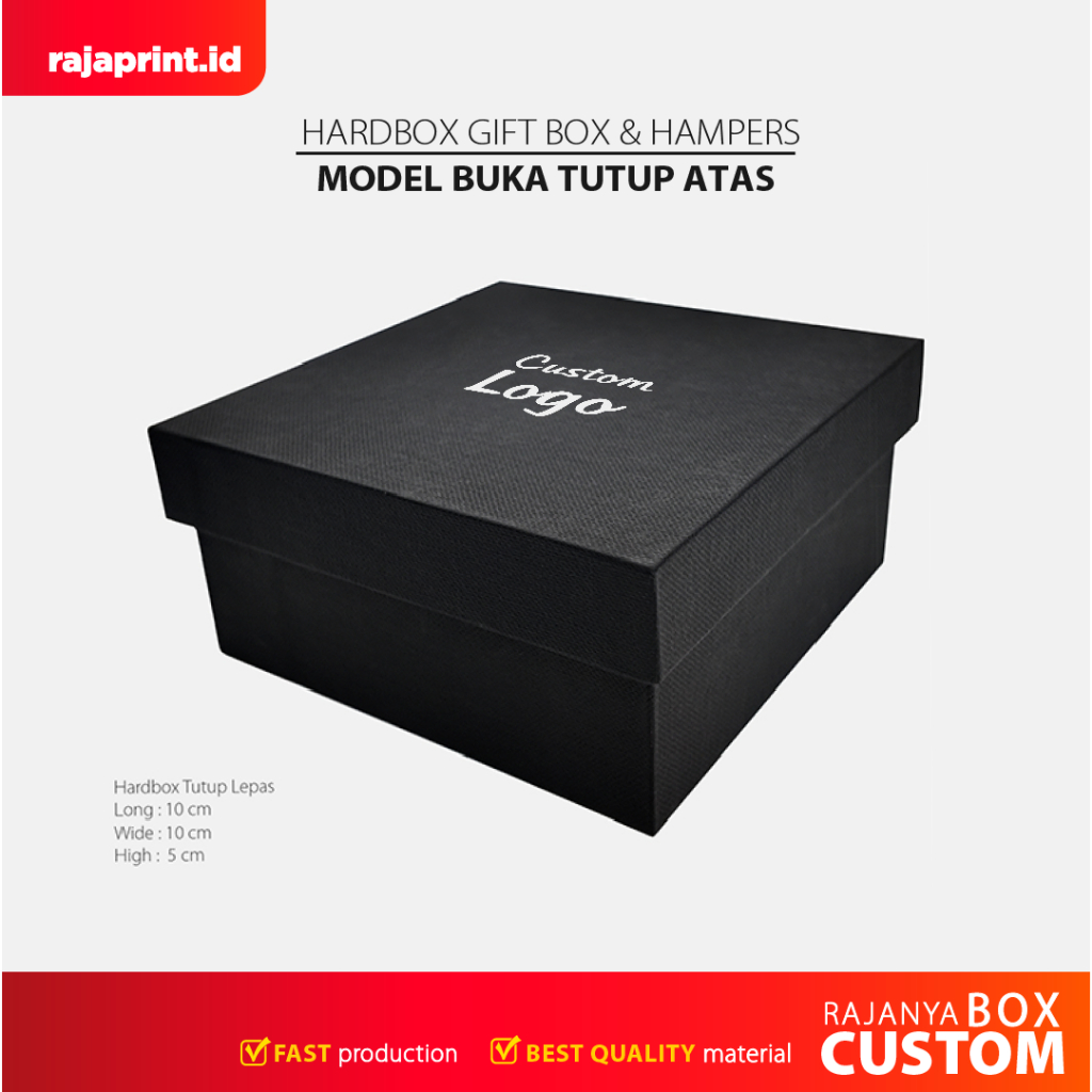 

KEMASAN HARDBOX 10X10X5CM PREMIUM TUTUP ATAS POLOS TEBAL BISA CUSTOM LOGO UKURAN