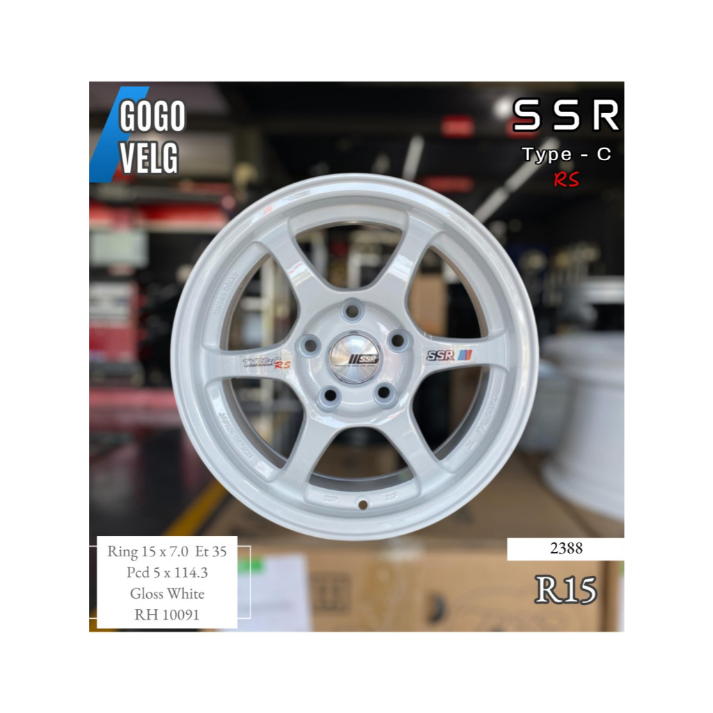 Velg Mobil R15 SSR Type C PCD 5X114,3 Lebar 7 ET 35 Gloss White Ring 15 Innova Ertiga Granmax Luxio