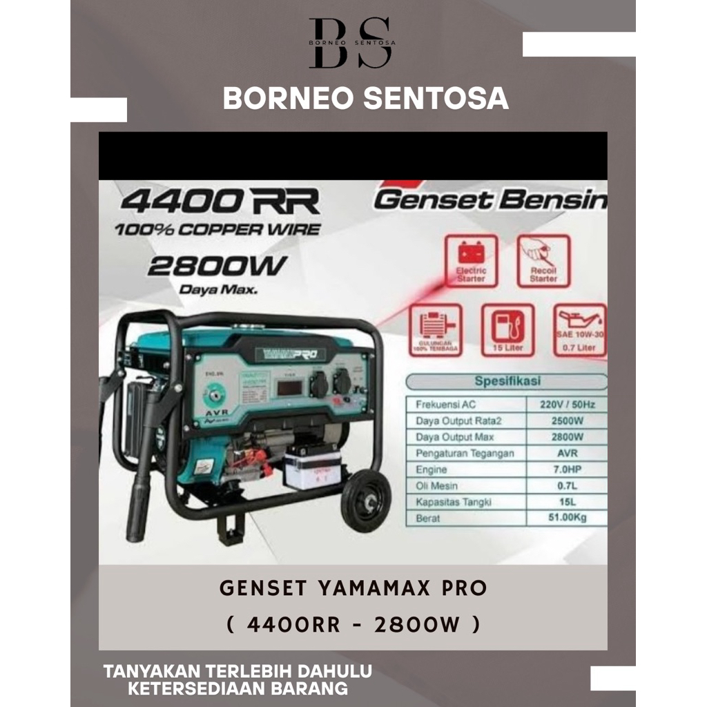 GENSET YAMAMAX PRO 4400 RR - 2200 W MURAH KUAT BERKUALITAS