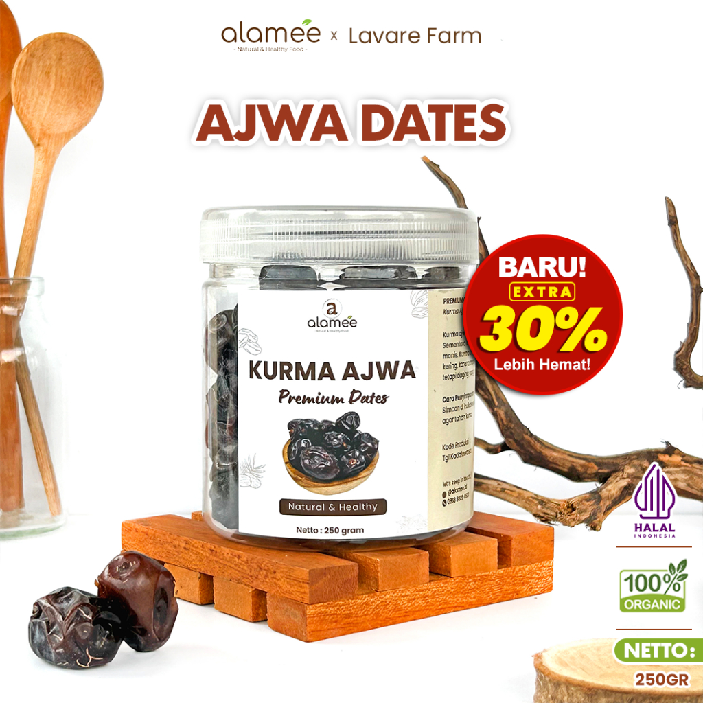 

ALAMEE Kurma Ajwa Madinah 250 gram Premium Super Grade A Crown Dates Manis Lembut Nabi Asli BUMA