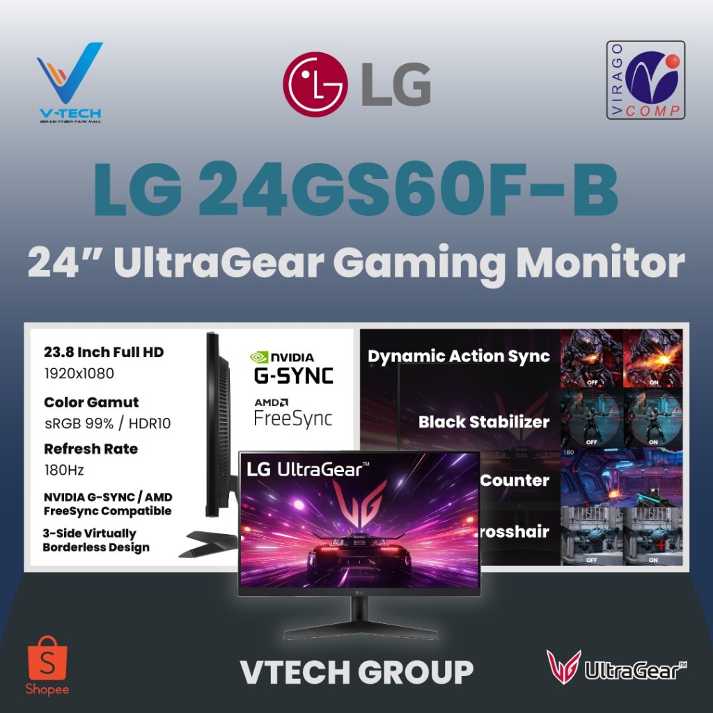MONITOR LG ULTRAGEAR GAMING 24GS60F-B