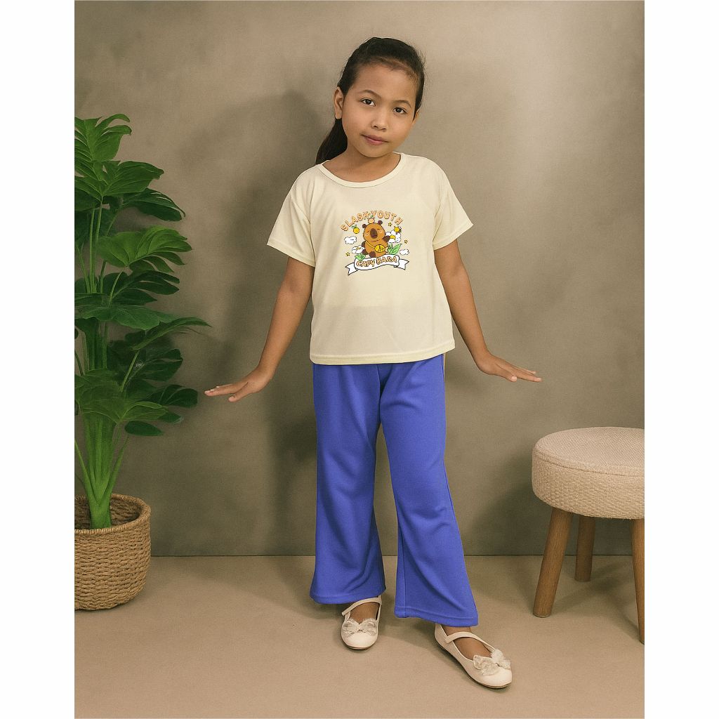 CF Kids Setelan Anak Perempuan 1-11 Tahun Kaos Lengan Pendek dan Celana Panjang