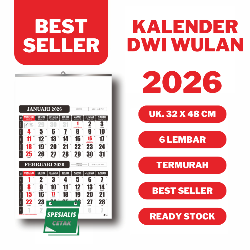 

KALENDER KERJA 2026 DWI WULAN, 2 BULANAN ISI 6 LEMBAR