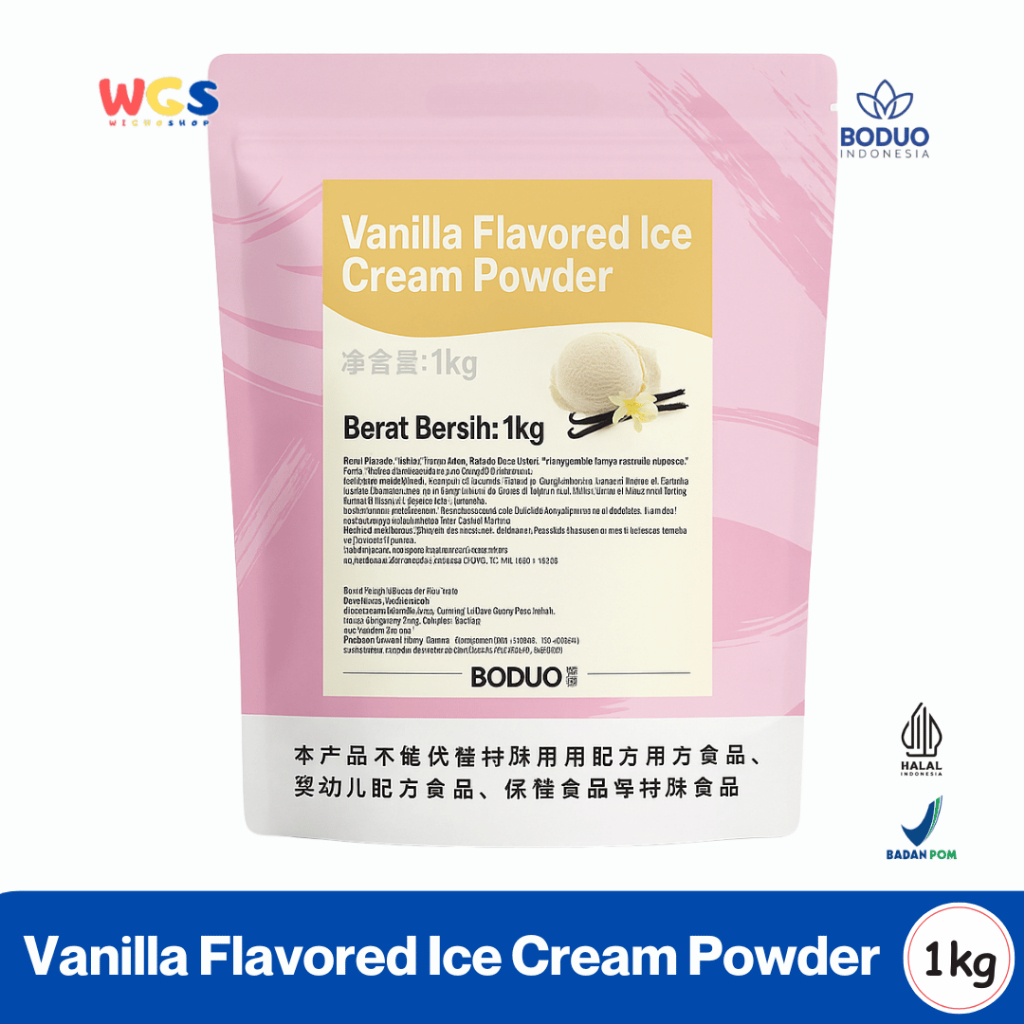 

BODUO Vanilla Flavored Ice Cream Powder 1kg – Bubuk Es Krim Rasa Vanila Praktis dan Lezat