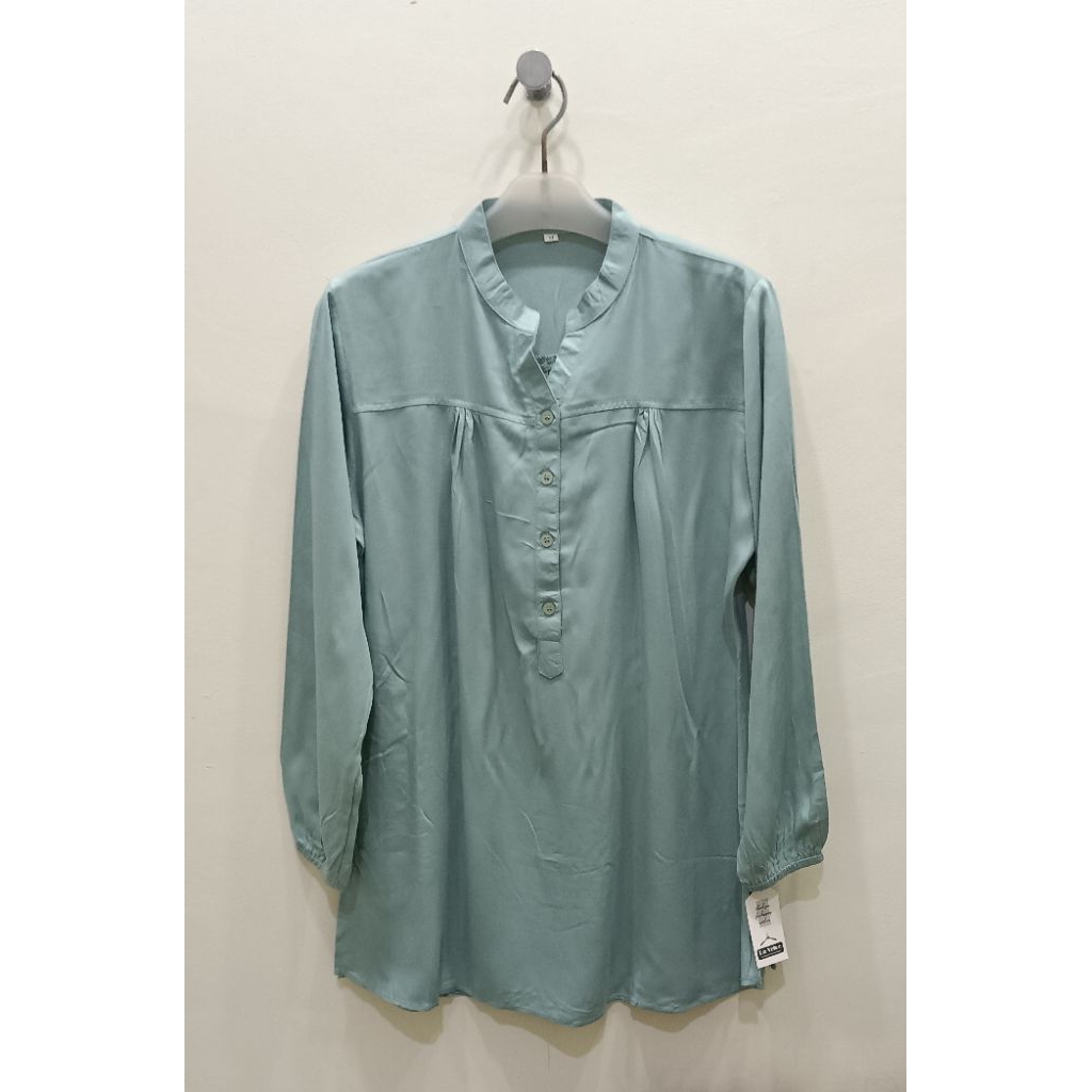 Atasan Wanita Blouse Polos Rayon Viscose Hijau Mint | Atasan Katun Wanita Polos Casual