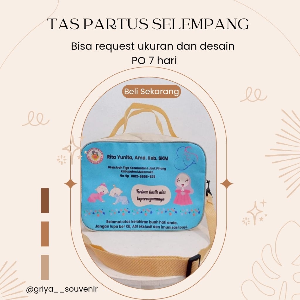 

Goodie Bag Slempang Souvenir Bidan/Tas Partus Custom Logo