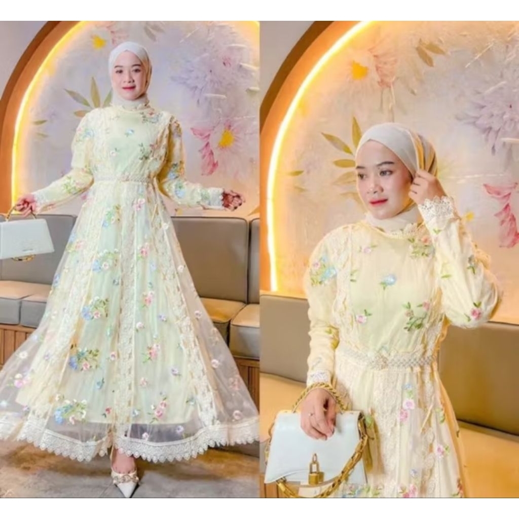 Gamis Tile Cheries organza Premium New