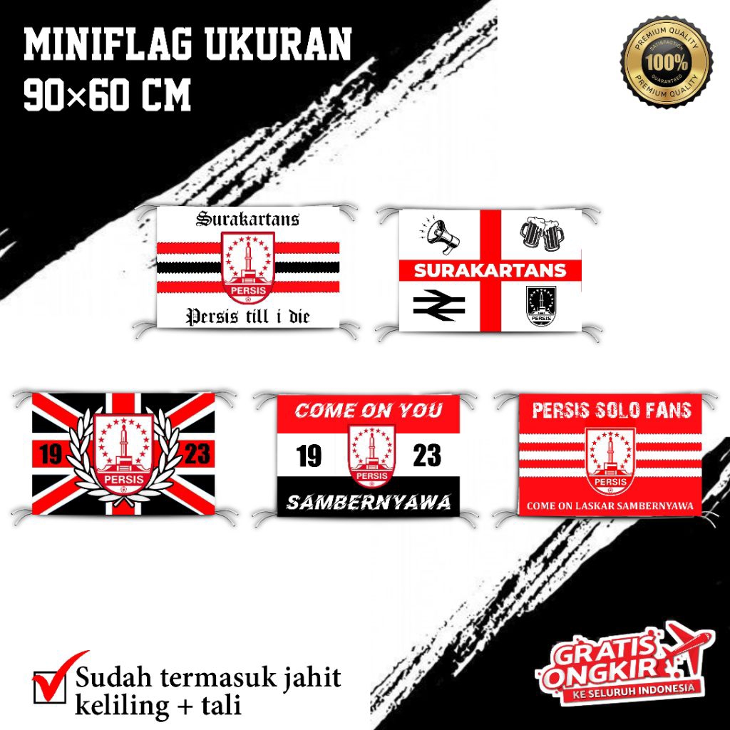 BENDERA MINIFLAG PERSIS SOLO UKURAN 90×60/120×80/150×100/200×150 DESAIN FULL PRINTING SUDAH JAHIT KE