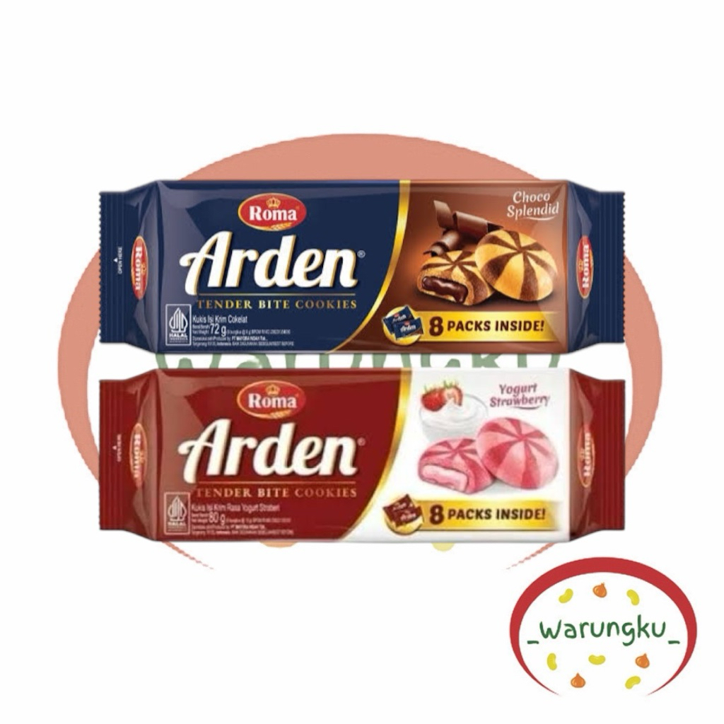 

Roma ARDEN 1BKS isi 8 Packs Tender Bite Cookies Coklat Stroberi