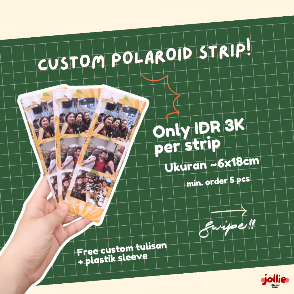 

Custom Cetak Polaroid Photostrip (~18x6cm) | Freebies Hiasan Murah Cetak Foto Selfie Photobooth