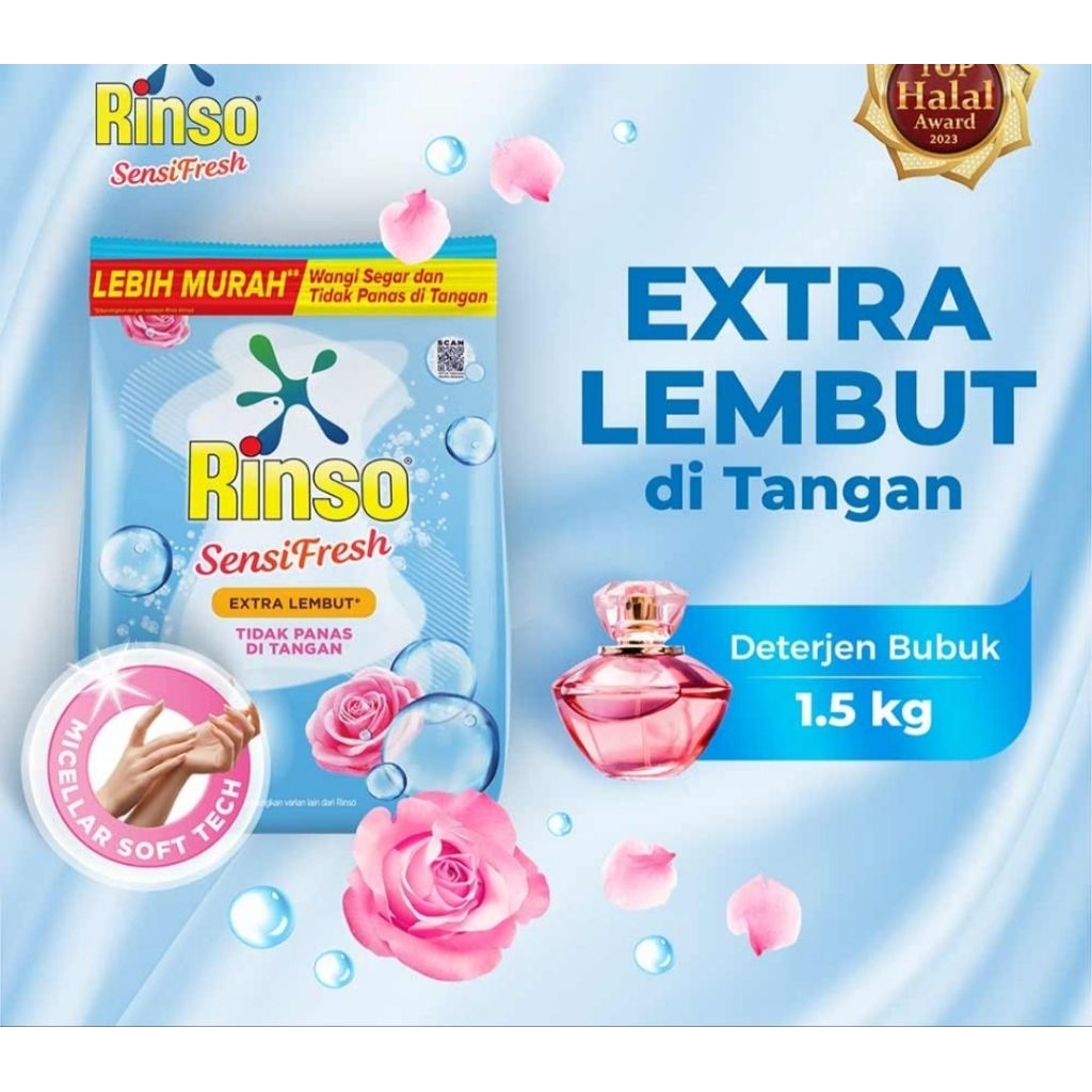 RINSO DETERJEN BUBUK 1.5 KG I PROMO SUPER MURAH MURIAH RINSO DETERJEN BUBUK 1.5 KG EXTRA LEMBUT WOY