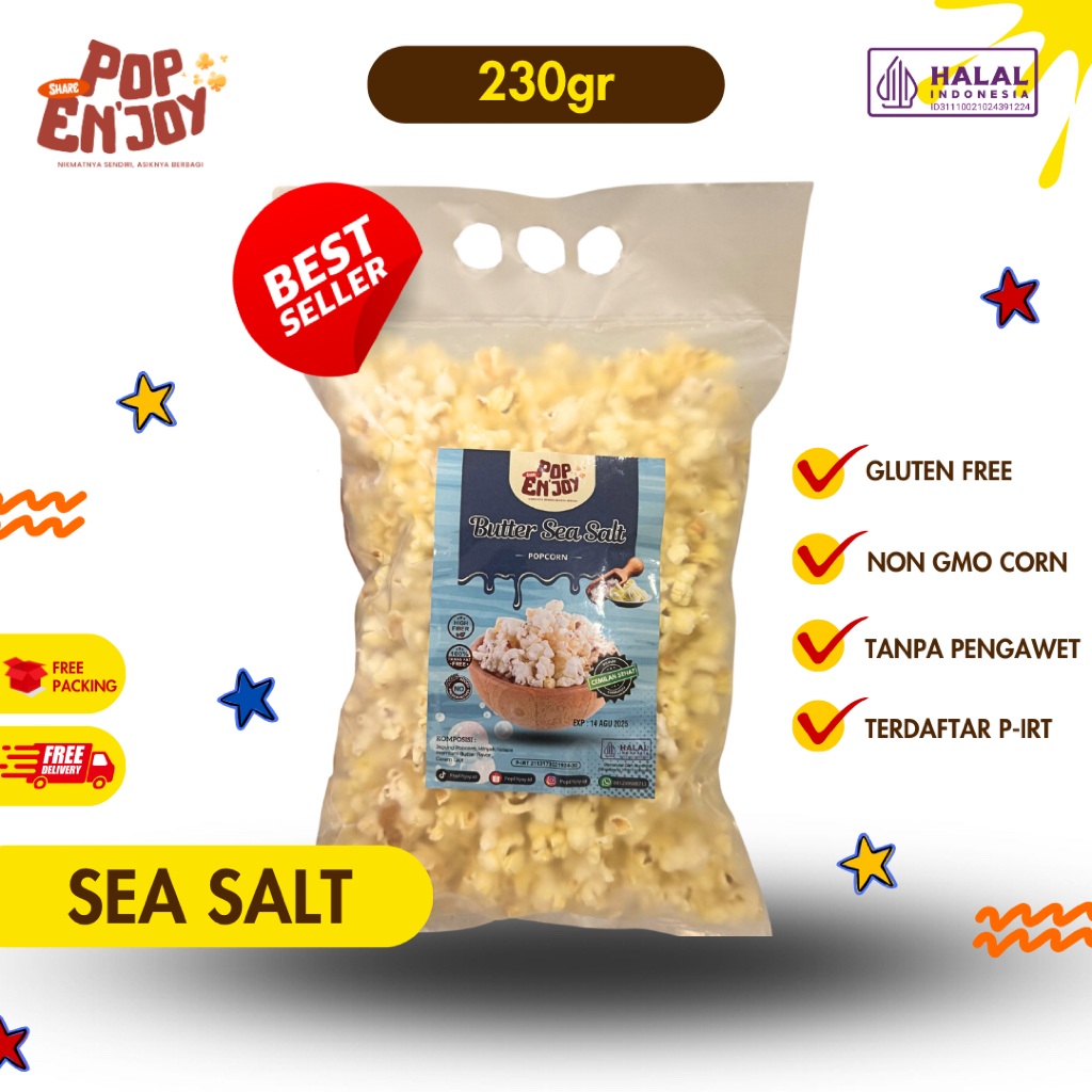 

BUTTER SEA SALT POPCORN - PopENjoy / Camilan Asin Butter Crispy Popkorn Jagung Sehat Premium