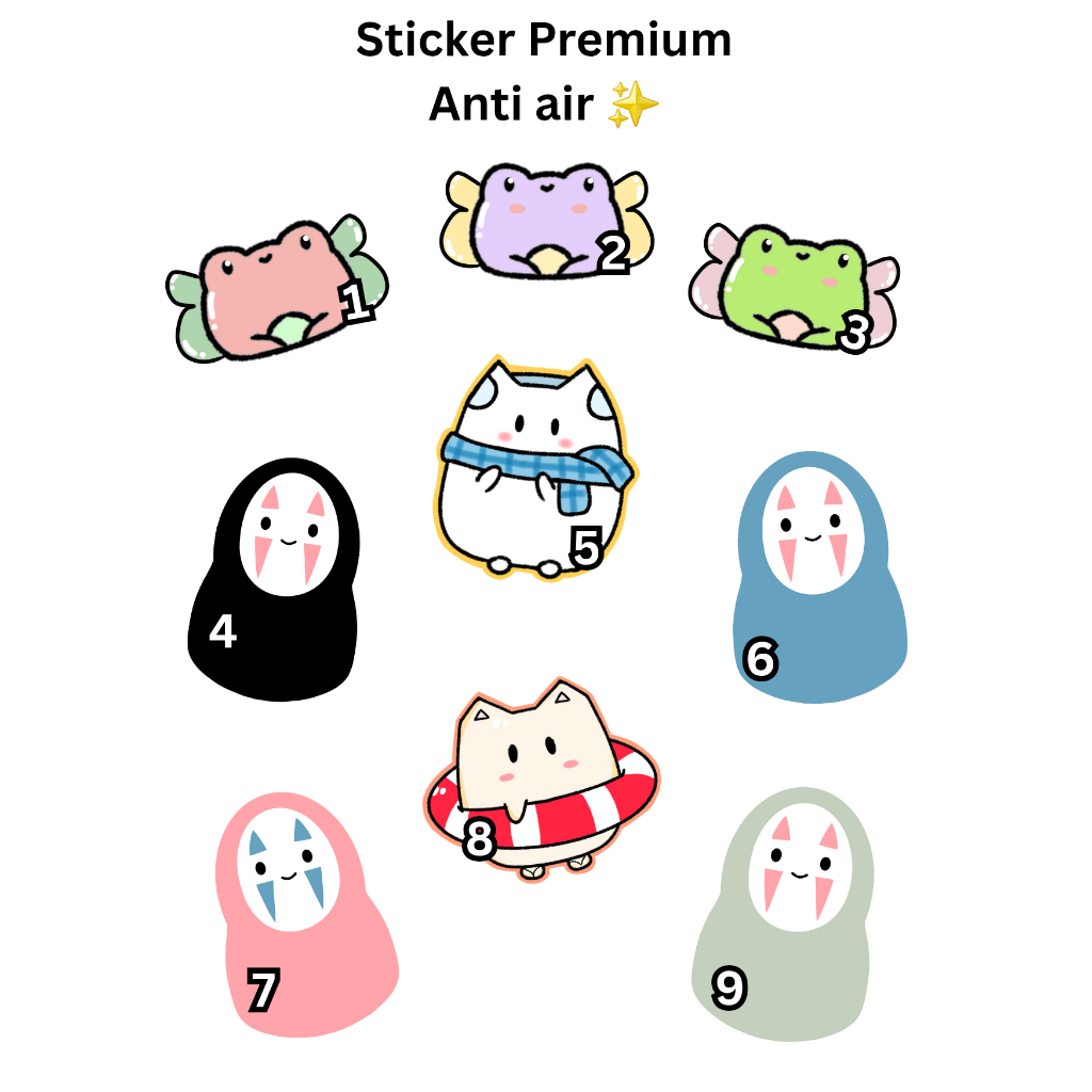 

sticker no face ghibli, fairy frog, sticker lucu anti air by selkieu studio