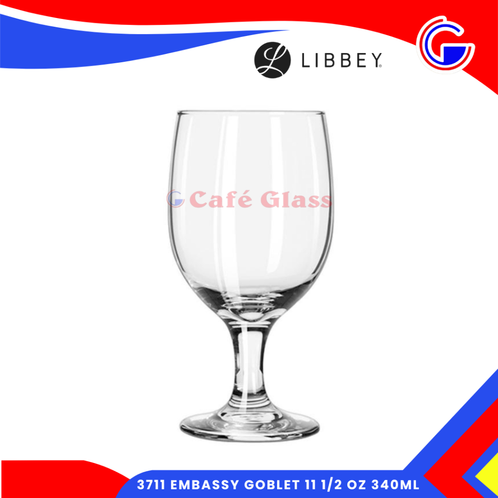 GELAS EMBASSY GOBLET | GELAS WINE PENDEK | 3711 EMBASSY GOBLET 340ML | GELAS KAKI LIBBEY