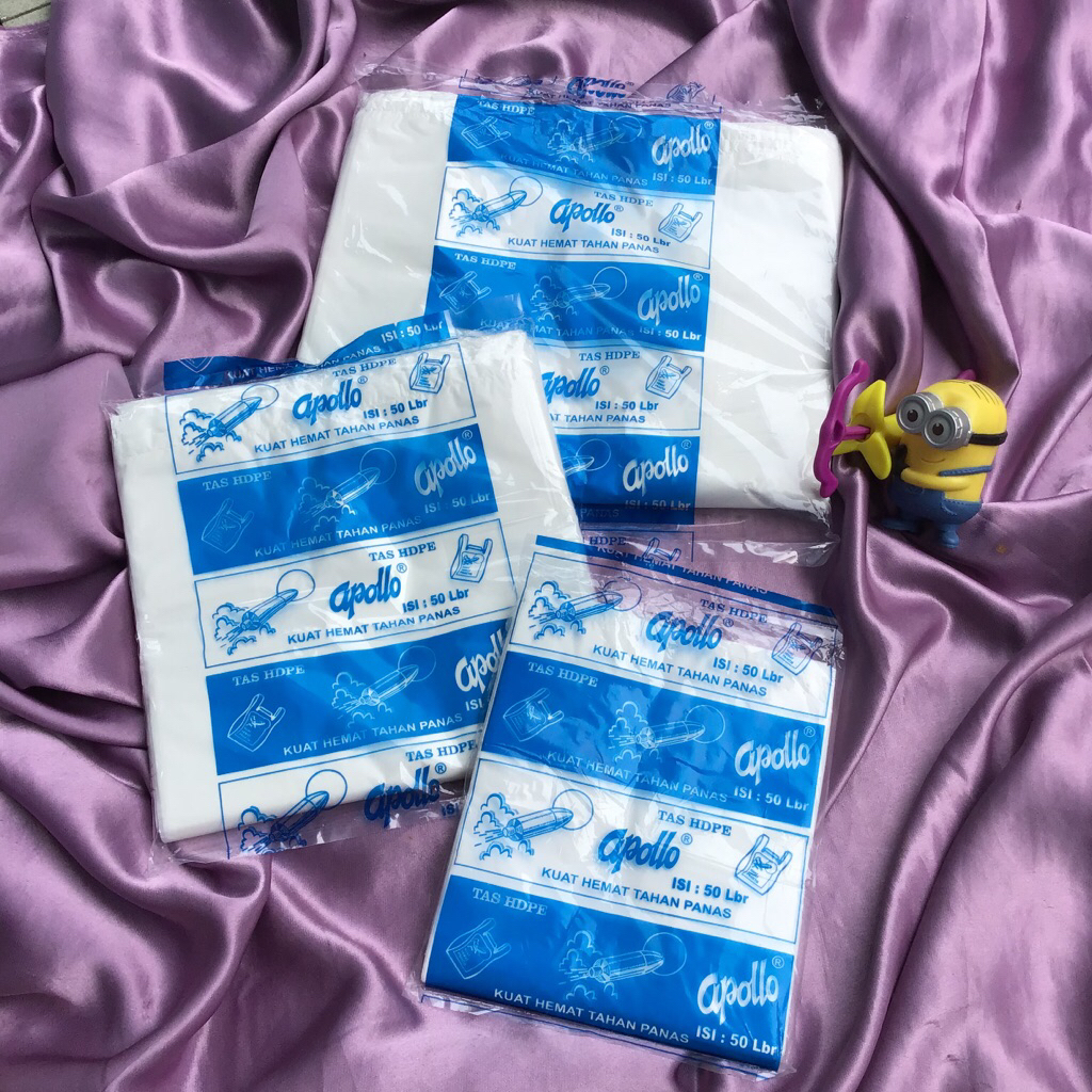 MURAH TAS KRESEK APOLLO PUTIH  KECIL, TANGGUNG, BESAR HARGA PABRIK  isi 50 pcs / tas kresek putih /k