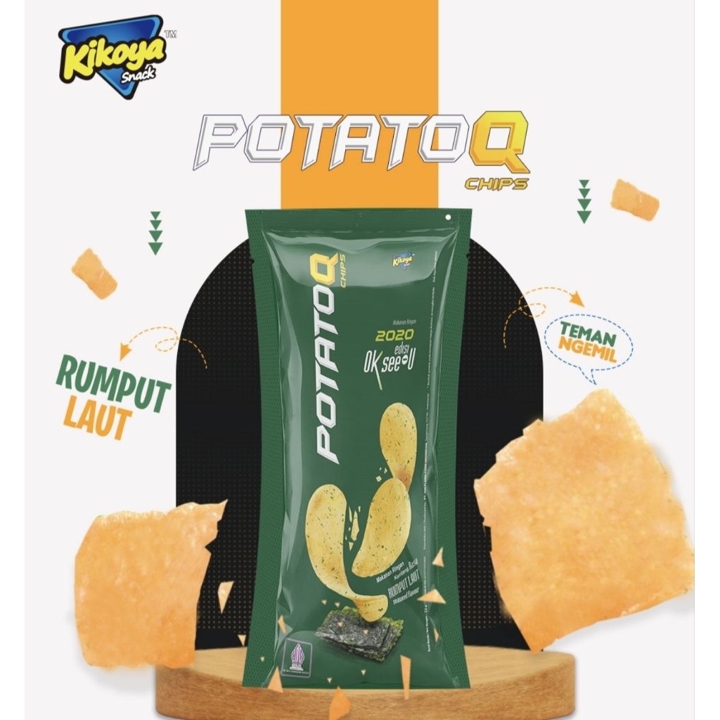

POTATO Q CHIPS Kikoya Snack Makanan Ringan 2020 edisi OK see-U Kentang Rasa RUMPUT LAUT seaweed flavour 22gr