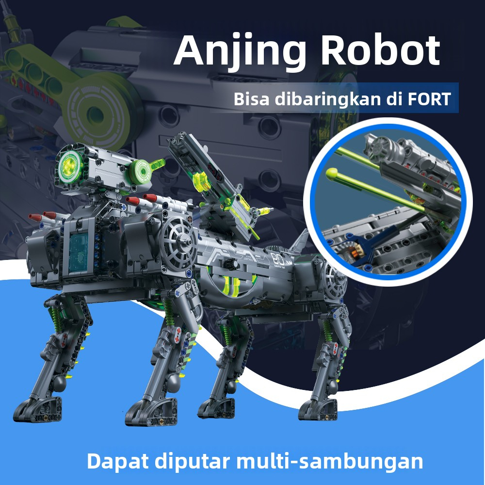 Boneka Robot Anjing Blok Besar Set Dirakit Susun, Kaki Bergerak Kompatibel Lego, Mainan Pendidikan,