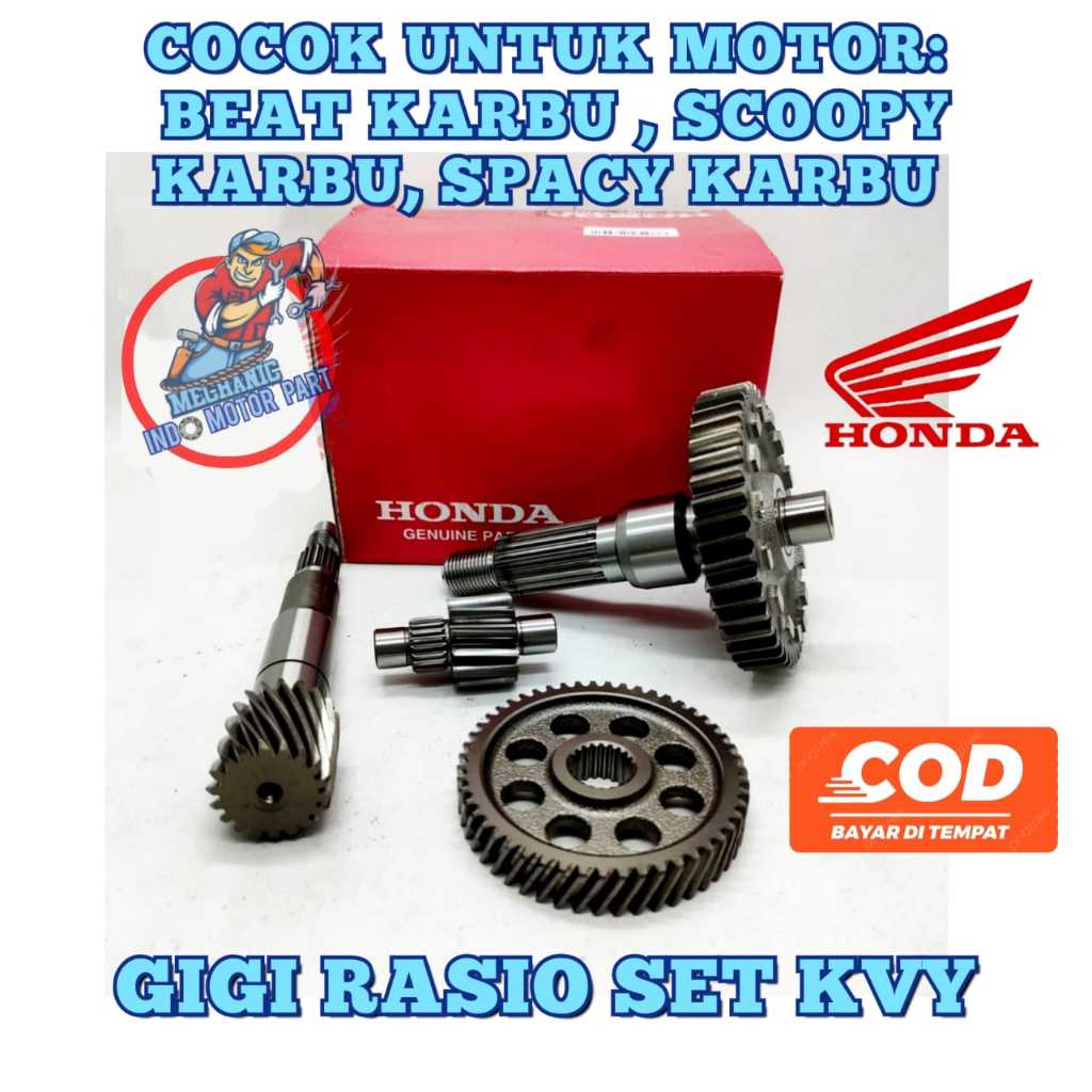 Gear Rasio Set Original Honda KVY Gigi Rasio Beat Karbu Scoopy Carbu Spacy Karbu Gear Gardan Ori AHM
