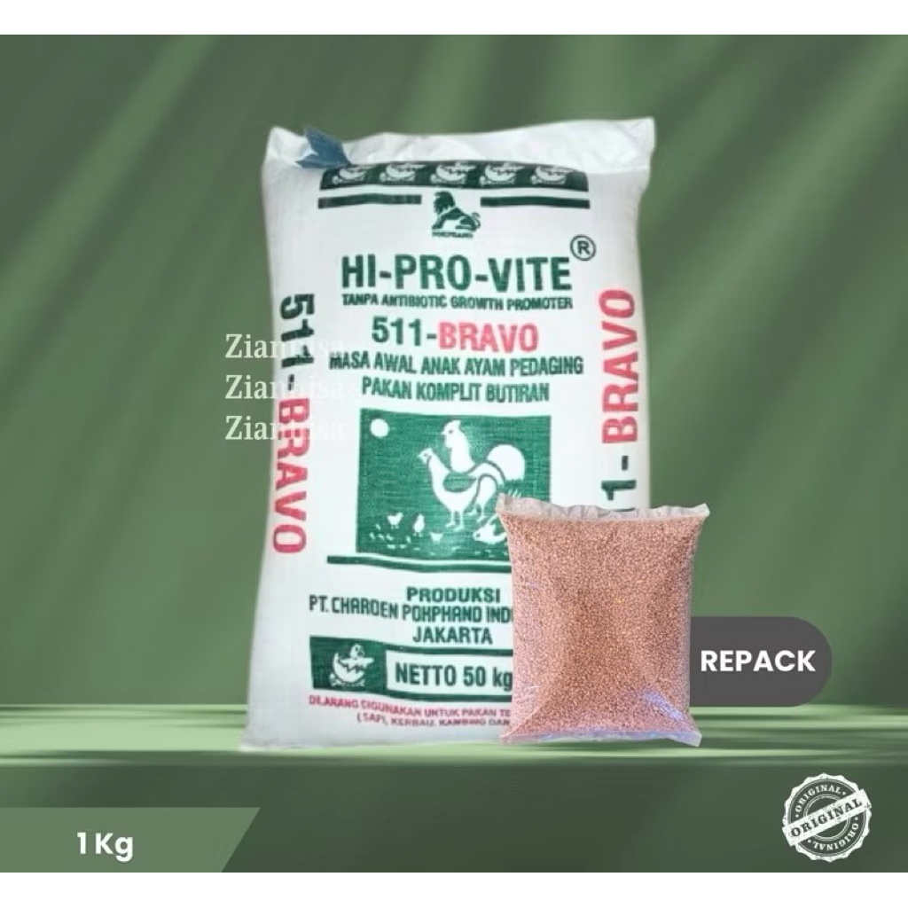 Pakan Ayam PUR Hi-Pro-Vit 511 Bravo Repack [1 Kg]