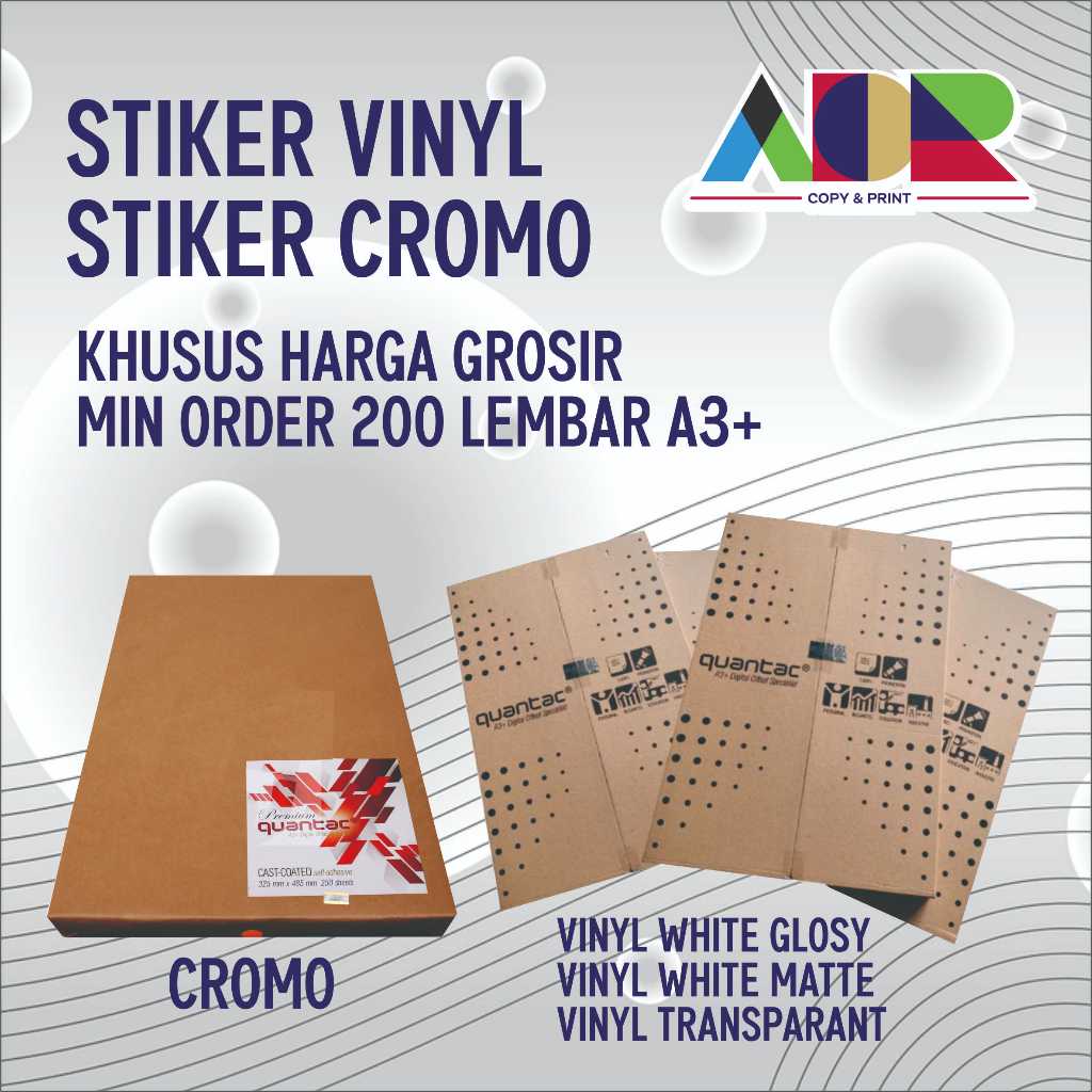 

Cetak Stiker Chromo atau VinylGlossy A3+ Label Kemasan Produk murah grosir