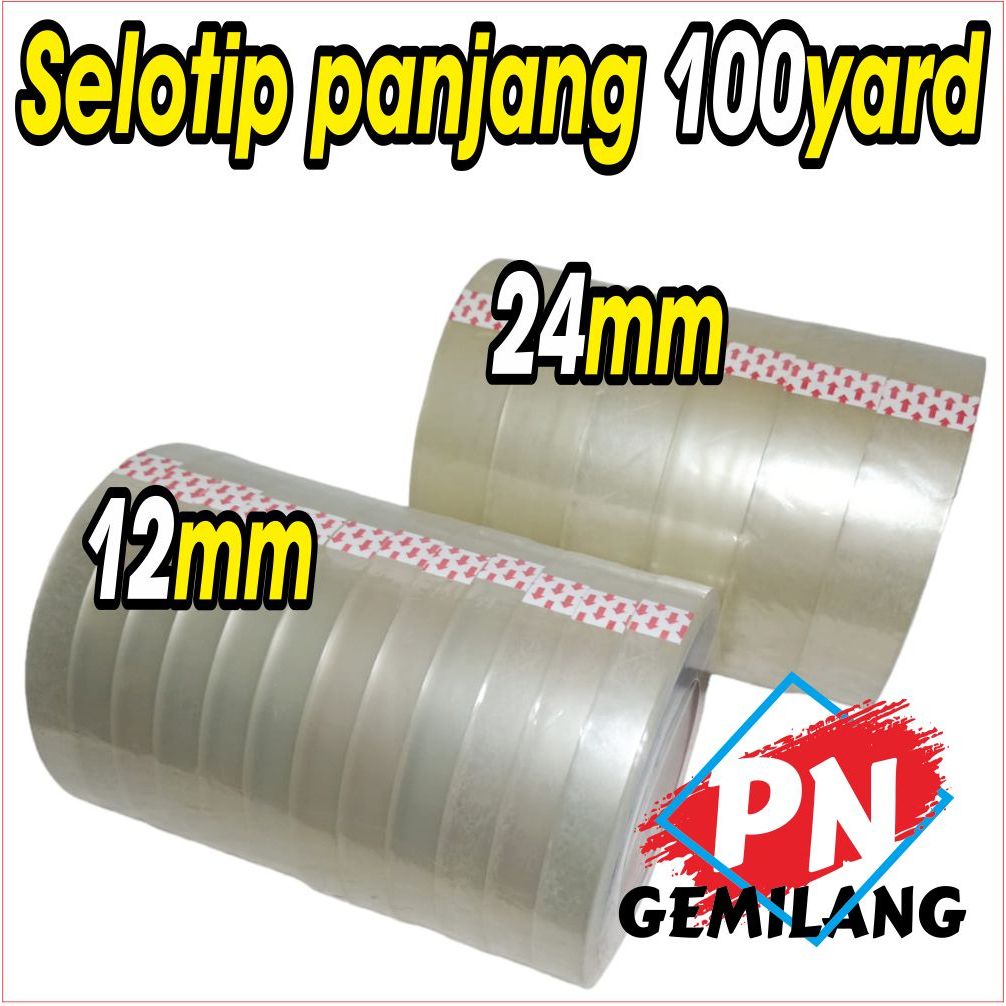 

Selotip / Lakban Kecil Bening / Solasi / Solatip Ukuran 12mm & 24 mm Super Panjang 100yard JunDW