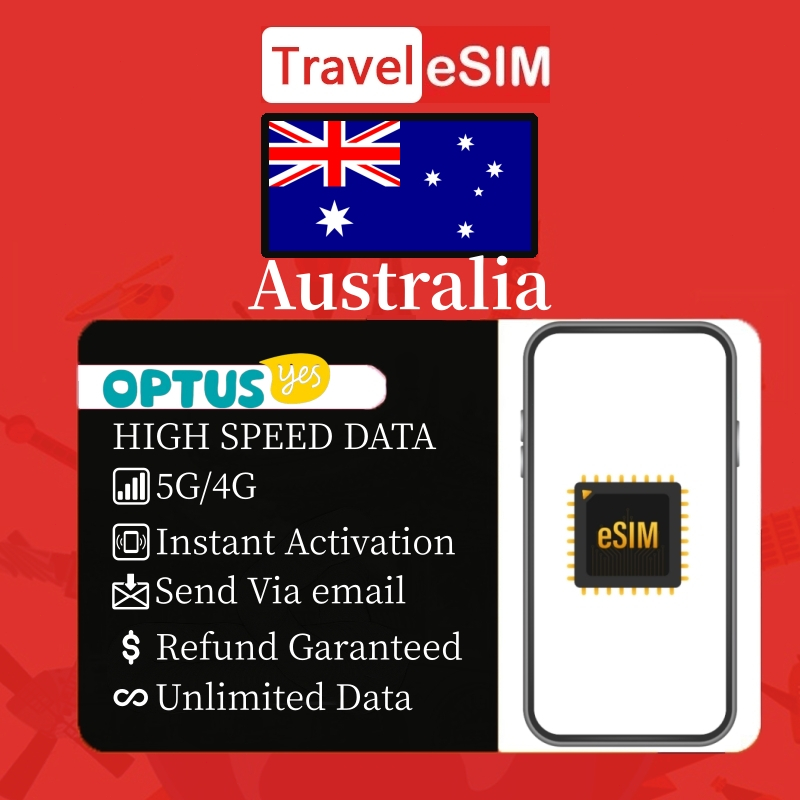 eSIM Australia Unlimited Data 5G High Speed Internet 3GB/5GB/10GB/20GB Data | 30 Hari | ESIM ROAMING