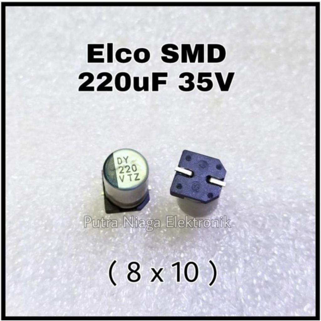 Kapasitor Elco SMD 220uF 35V Alumunium 220 uF 35Volt Aluminum Kapasitor size 8x10 mm
