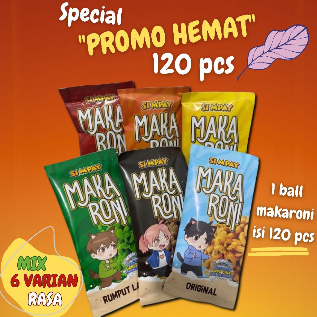 

[1 BALL] MAKARONI CRISPY ISI 10 PACK / 120 PCS PAKET USAHA WARUNG SNACK ENAK RENYAH KRIUK Cemilan