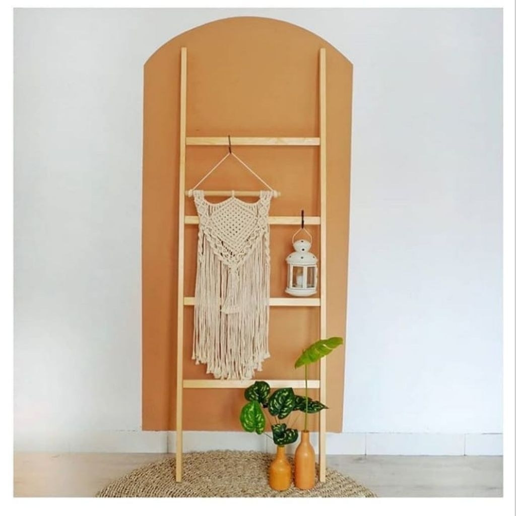 Ladeer Hanger Kayu Jati Standing Mukena Sajadah dll