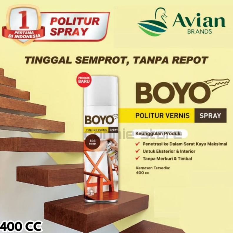 

KODE S65P Politur Vernis Spray Boyo 4 CC pernis semprot kayu jendela pelapis kayu anti ribet ekonomis