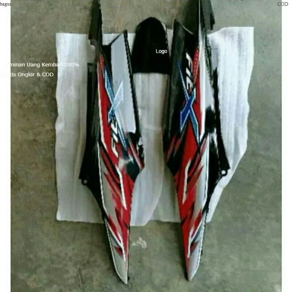 body kanan kiri supra fit new set striping merah silver Fit x new
