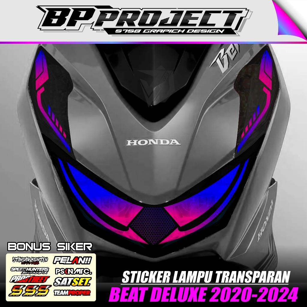 STICKER VARIASI LAMPU ALIS MOTOR BEAT DELUXE 2020 2021 2022 2023 - STICKER LAMPU ALIS DEPAN BEAT NEW
