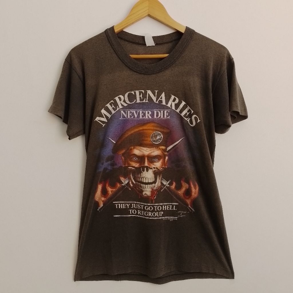 vintage Kaos Mercenaries Never Die 1989 80s T Shirt