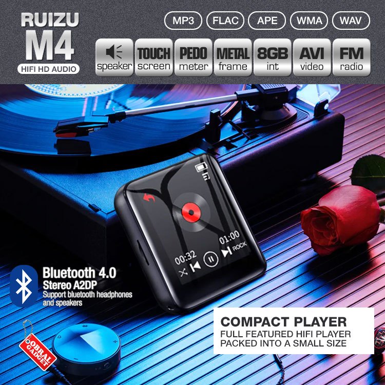 Ruizu M4 MP3 MP4 Audio Player Music Bluetooth FLAC Lossless FM Radio Voice Recorder HQ SQ Portable D