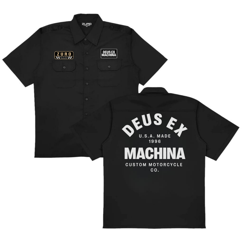 Zuro - Workshirt Zuro Deus Ex Machina kemeja kerja pdh warna hitam pdl kemeja pria wanita
