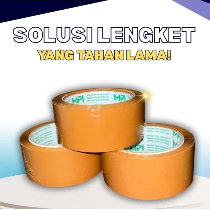 

3 Pcs | Lakban Coklat Ukuran Lebar 45 mm Panjang 100 Yard Kualitas Bagus Dan Tidak Mudah Putus Merek MPI/FLYHOME