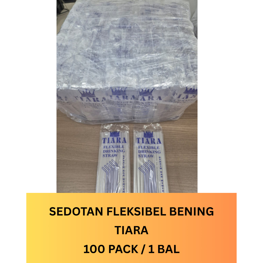 1Bal|Sedotan Pipet Fleksibel Bengkok Tekuk Bening Transparan Pack Merk TIARA