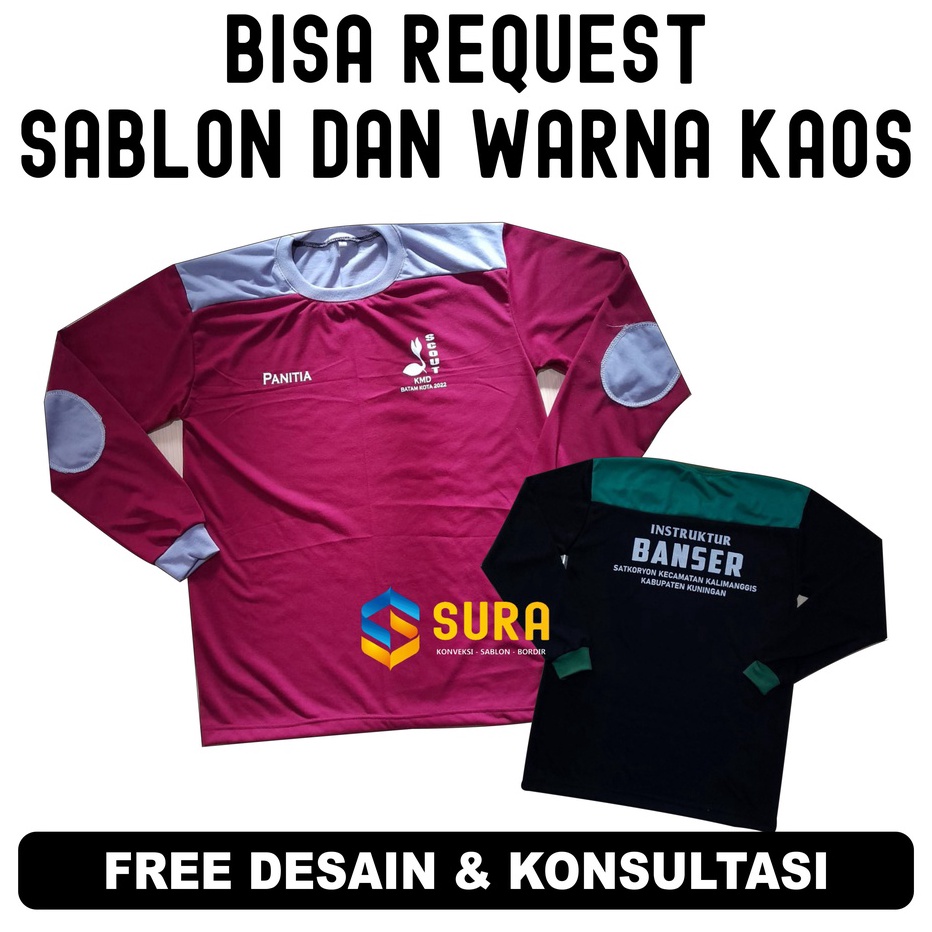 Bisa Cod Baju Kaos Lapangan Lengan Panjang Pramuka Pmr Banser Paskibra Costum Sablon