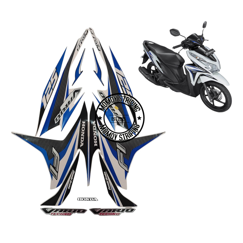 STIKER STRIPING VARIO TECHNO 125 2014 PUTIH BIRU
