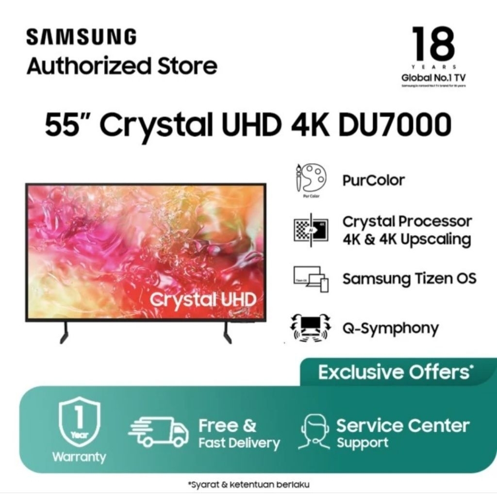 TV SAMSUNG LED SMART TV 55INCH CRYSTAL UHD 4K 55DU7000