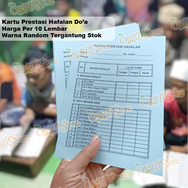 

Kartu Hafalan Doa Sehari-Hari Per 10 Lembar (Sementara Ready Yang Biru)