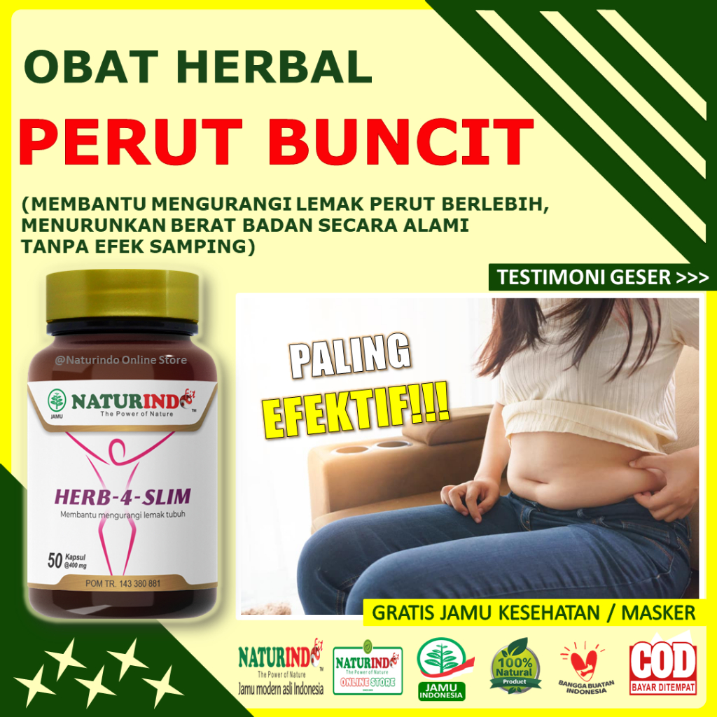 Obat Pelangsing Langsing Perut Special Herbal HERB 4 SLIM NATURINDO 100% Original Produk