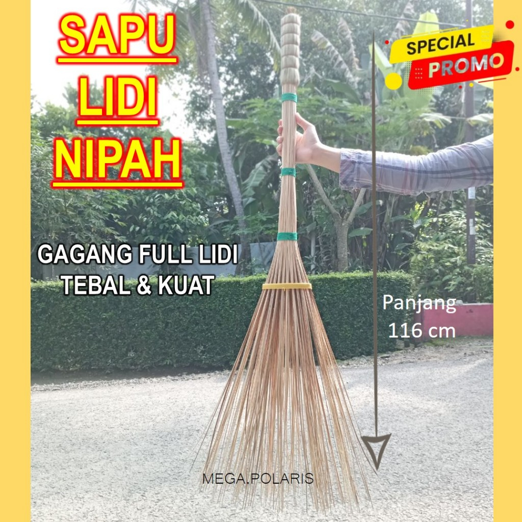 sapu lidi nipah, sapu taman premium, sapu halaman tebal