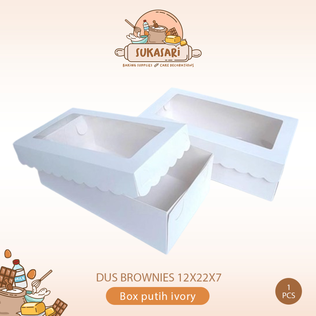 

Dus Brownies 12x22x7 cake Box putih ivory