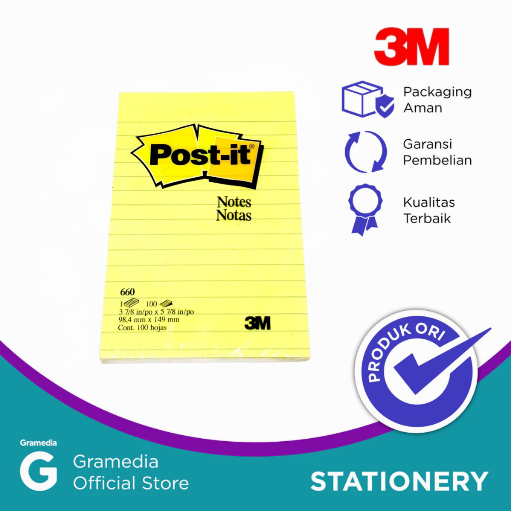 

Gramedia Pettarani - 3M POST-IT NOTES 660 LINED