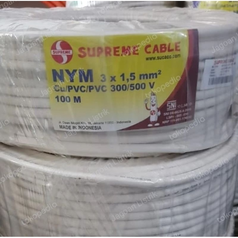 Kabel Listrik NYM 3 x 1.5 mm ( 100 Meter ) Supreme NYM 3x1.5 mm2 ( 100 meter )