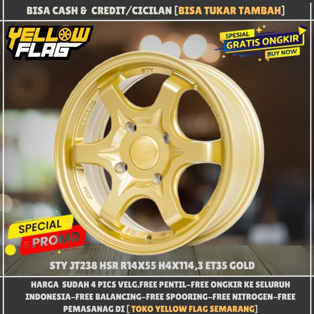 Velg Mobil Murah Hsr Sty R14 Pcd 4x114,3 Avanza Xenia Maestro Confero Evalia Hsr Ring 14 Gold