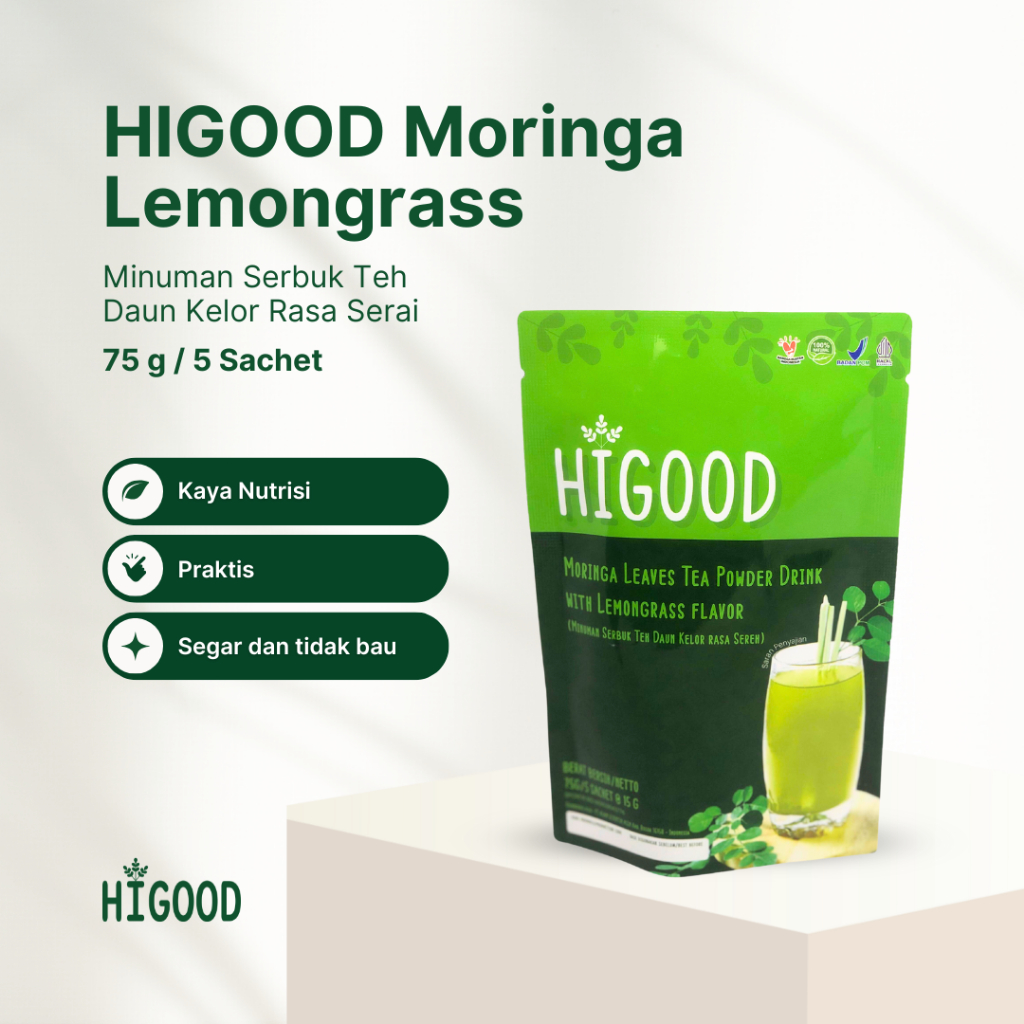 

Higood Moringa Lemongrass Original 5 Sachet x 15gr - Minuman serbuk daun kelor original 5 sachet x 15 gr