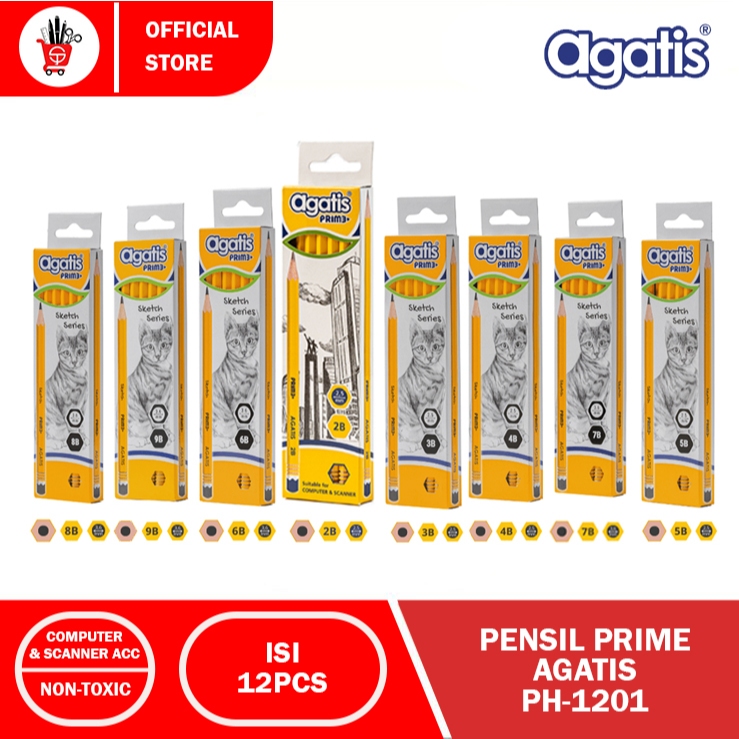 

Pencil | Potelot | Pensil Agatis Prime Sketch Series 2B | 3B | 4B | 5B | 6B | 7B | 8B | 9B (12PCS)