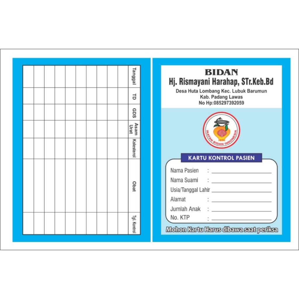 

Kartu Kunjungan Pasien Custom